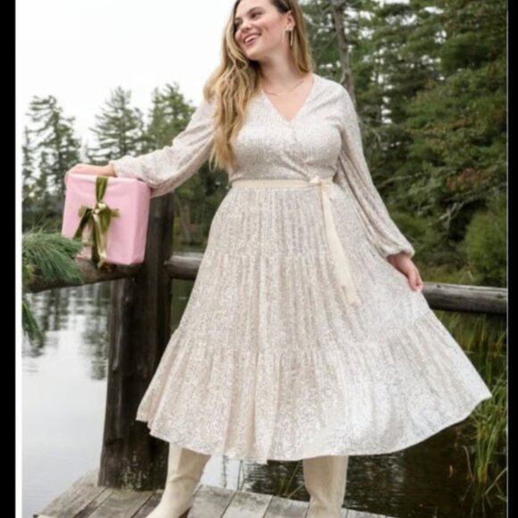 ARULA Dresses & Skirts - Arula Reign Glitter Sequin Formal Midi Dress Size A/1X